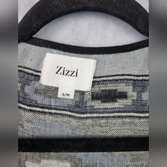ZIZZI Black & White Southwest Boho Aztec Pattern Kimono Small /Medium - Picture 5 of 6